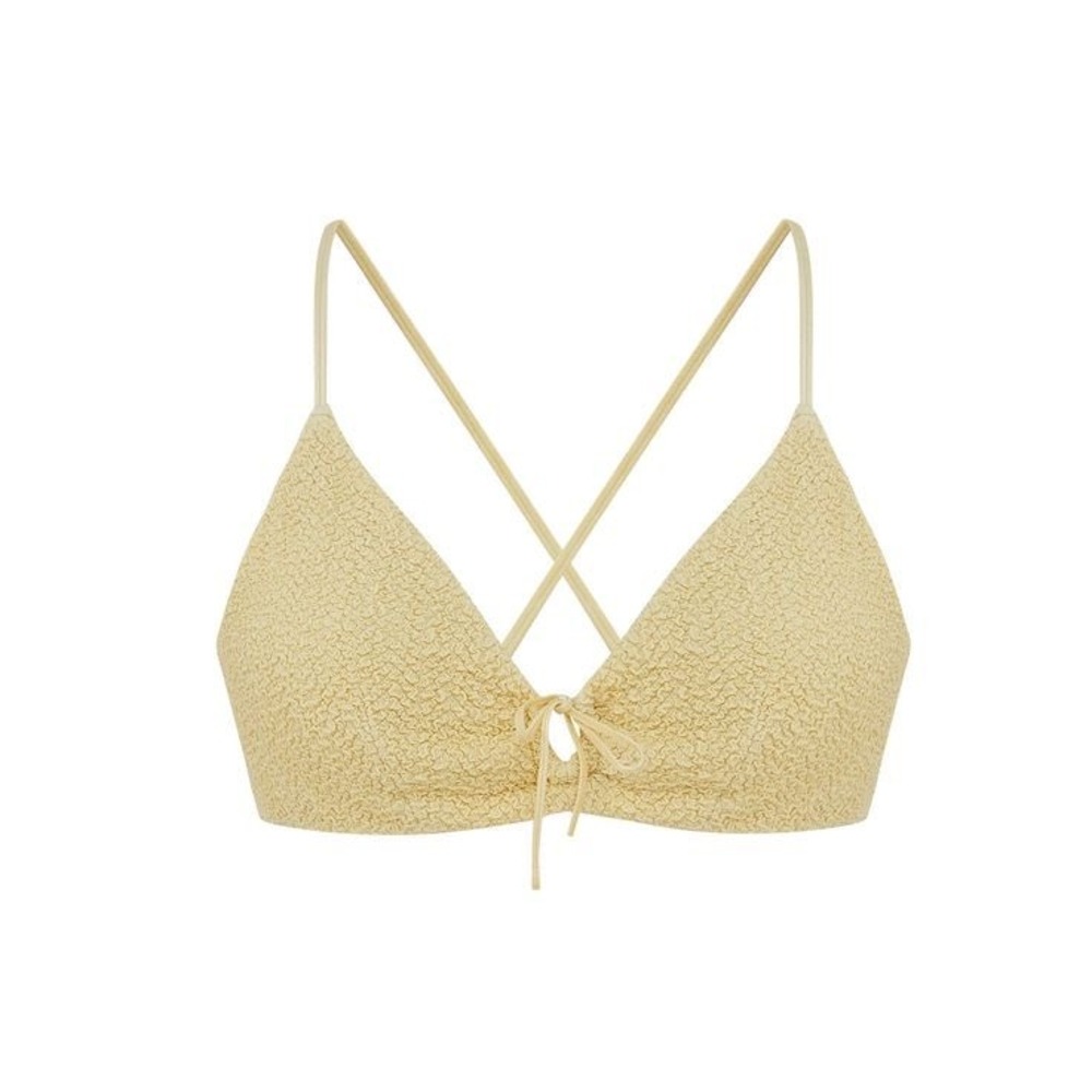 NEIWAI Barely Zero Textured Bikini Top Reed Yellow S Crinkle Boucle‎ Swim NWT